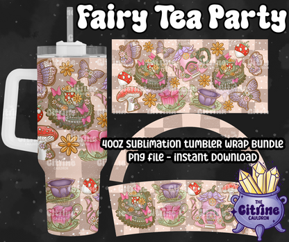 Fairy Tea Party - PNG Wrap for Sublimation 40oz Tumbler