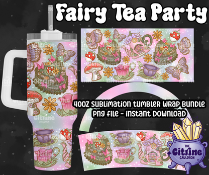 Fairy Tea Party - PNG Wrap for Sublimation 40oz Tumbler