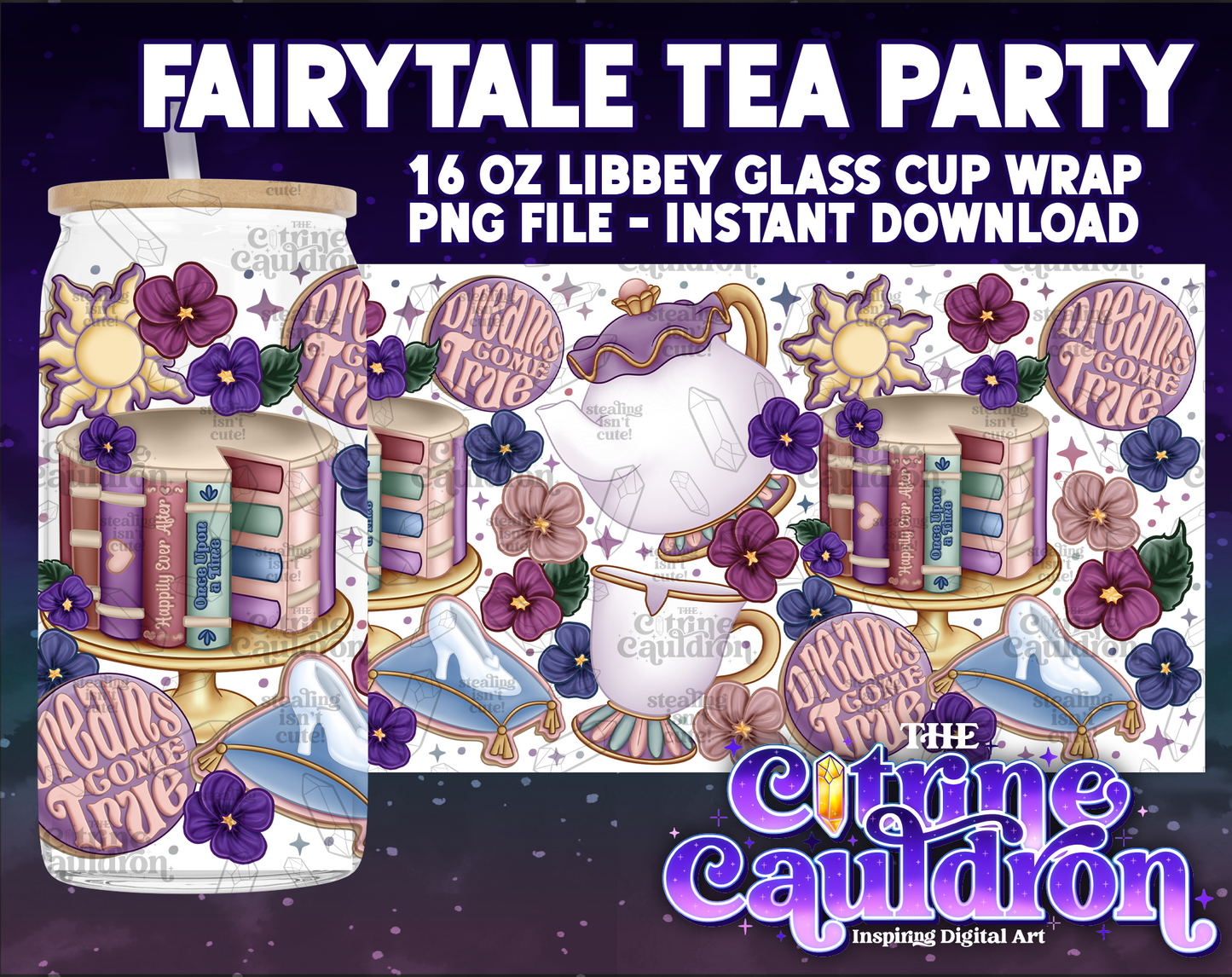 Fairytale Tea Party - PNG Wrap for Libbey 16oz Glass Can