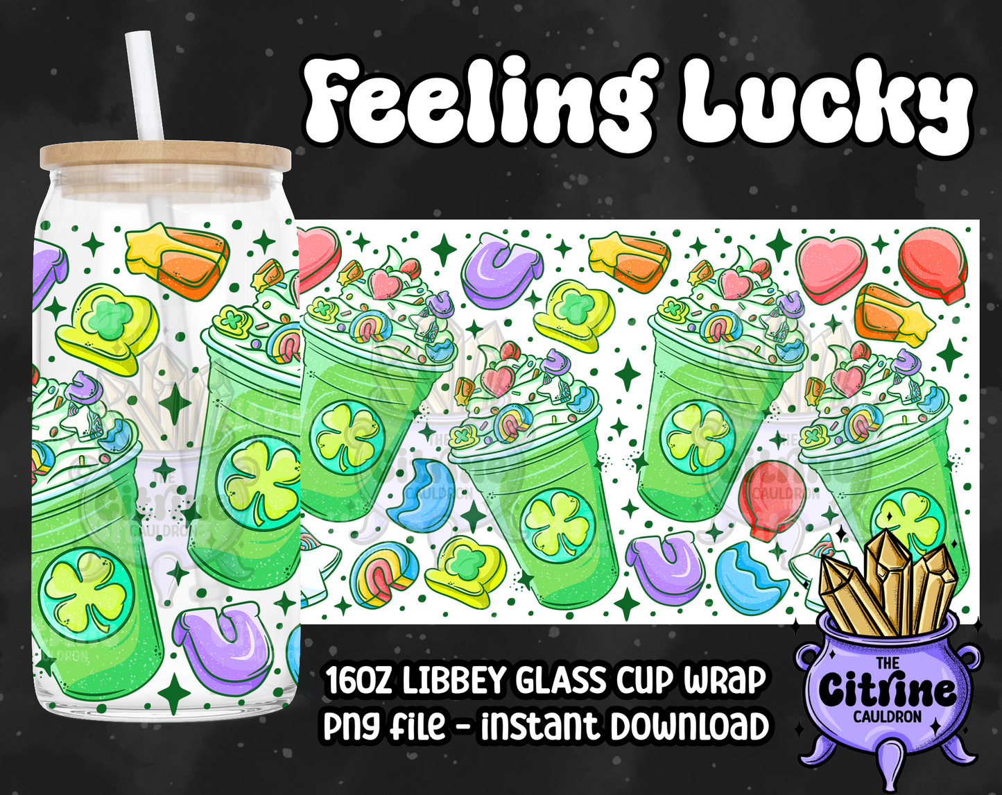Feeling Lucky - PNG Wrap for Libbey 16oz Glass Can