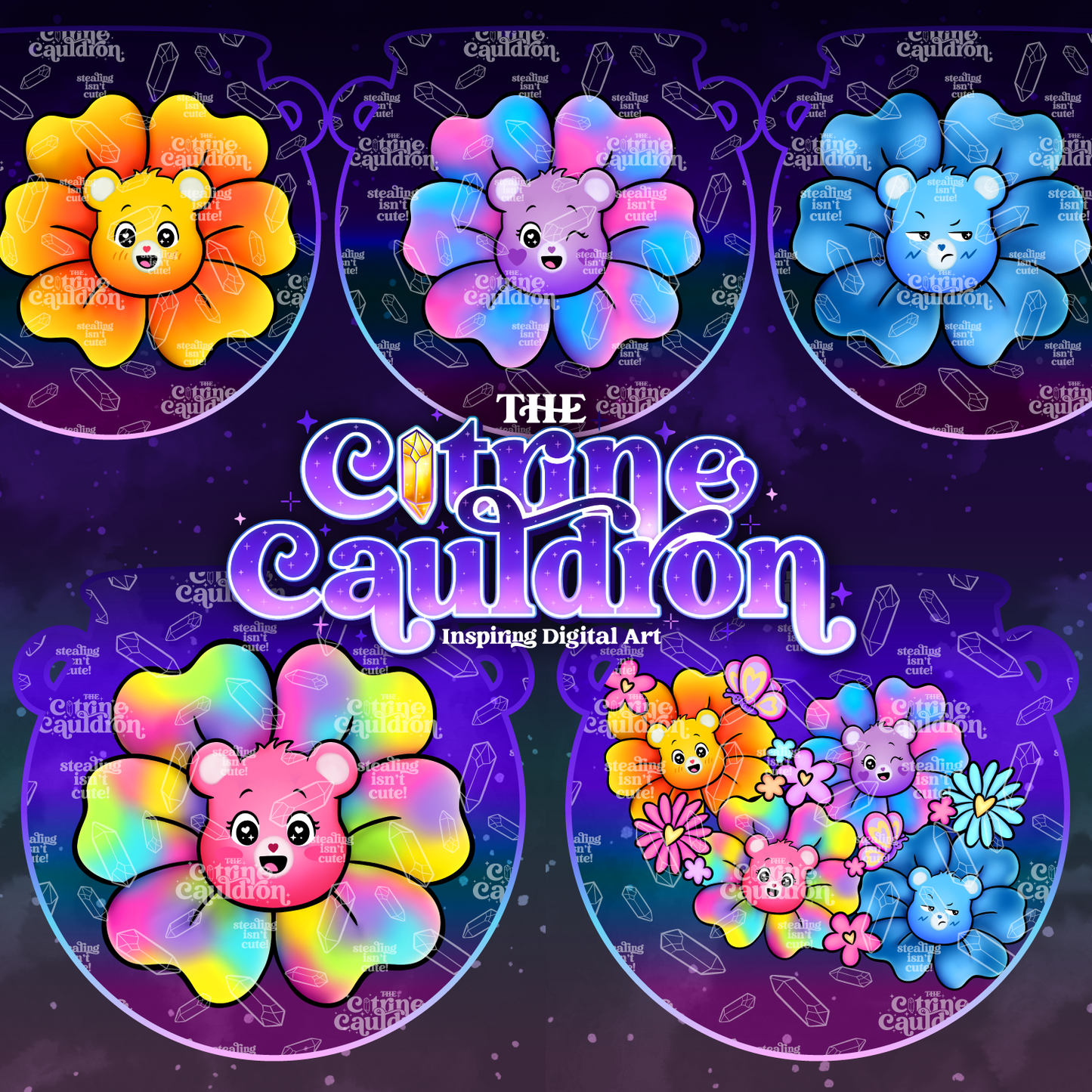 Flower Bears - Sublimation PNG