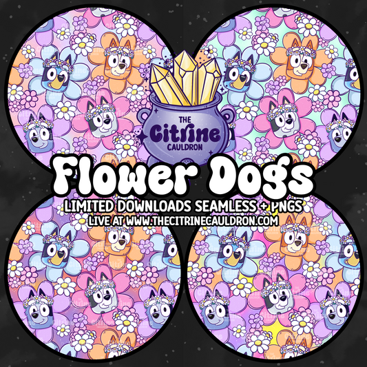 Flower Dogs - Seamless