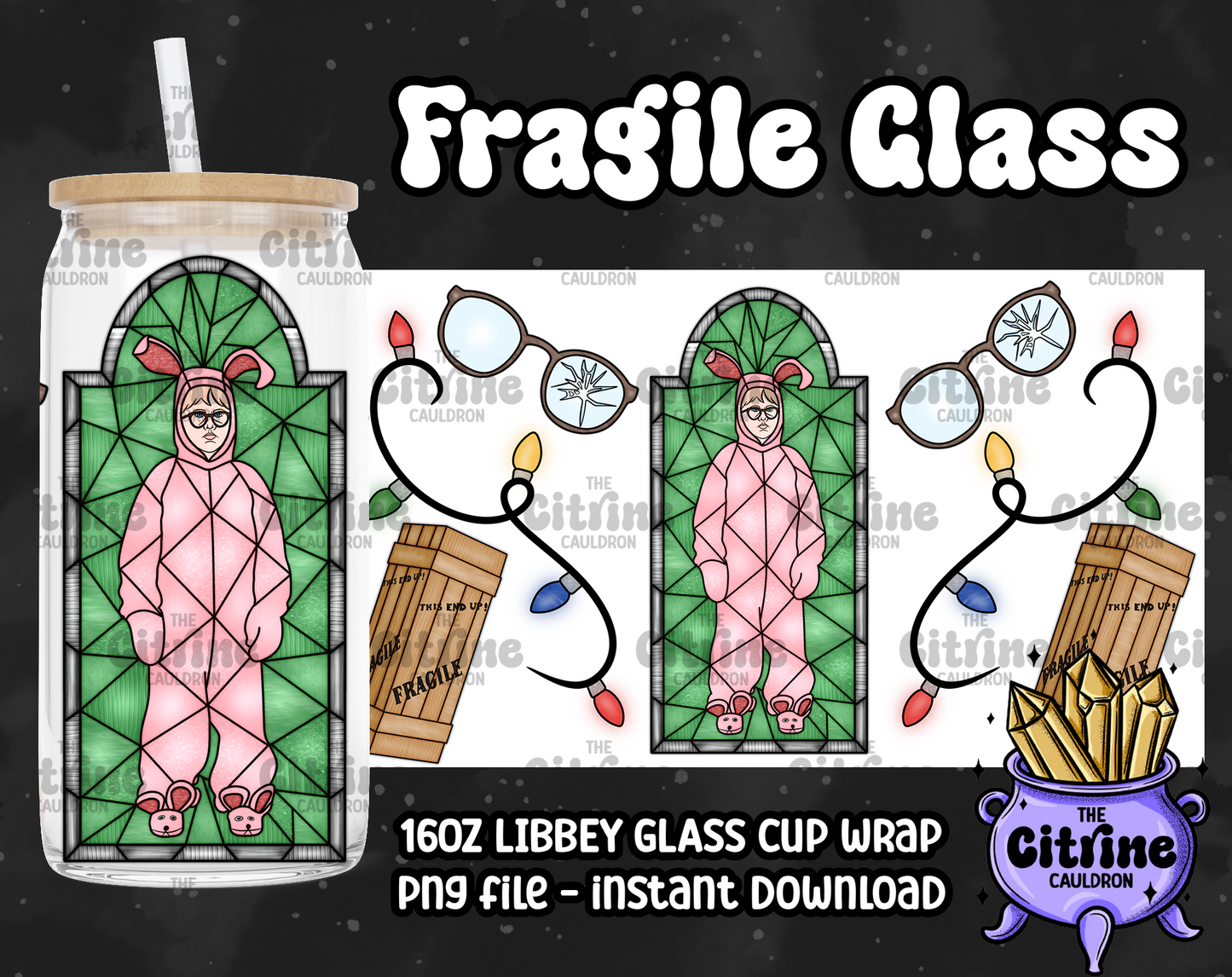 Fragile Glass - PNG Wrap for Libbey 16oz Glass Can