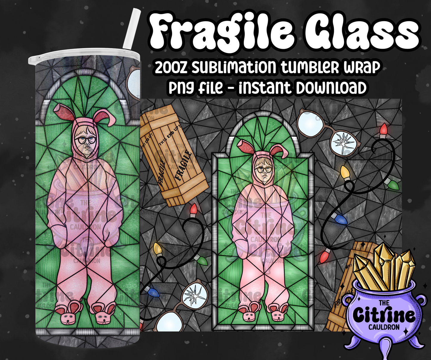 Fragile Glass - PNG Wrap for Sublimation 20oz Tumbler