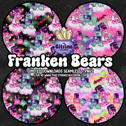 Scare Bears Collection - Seamless, Coordinates & PNG Bundle