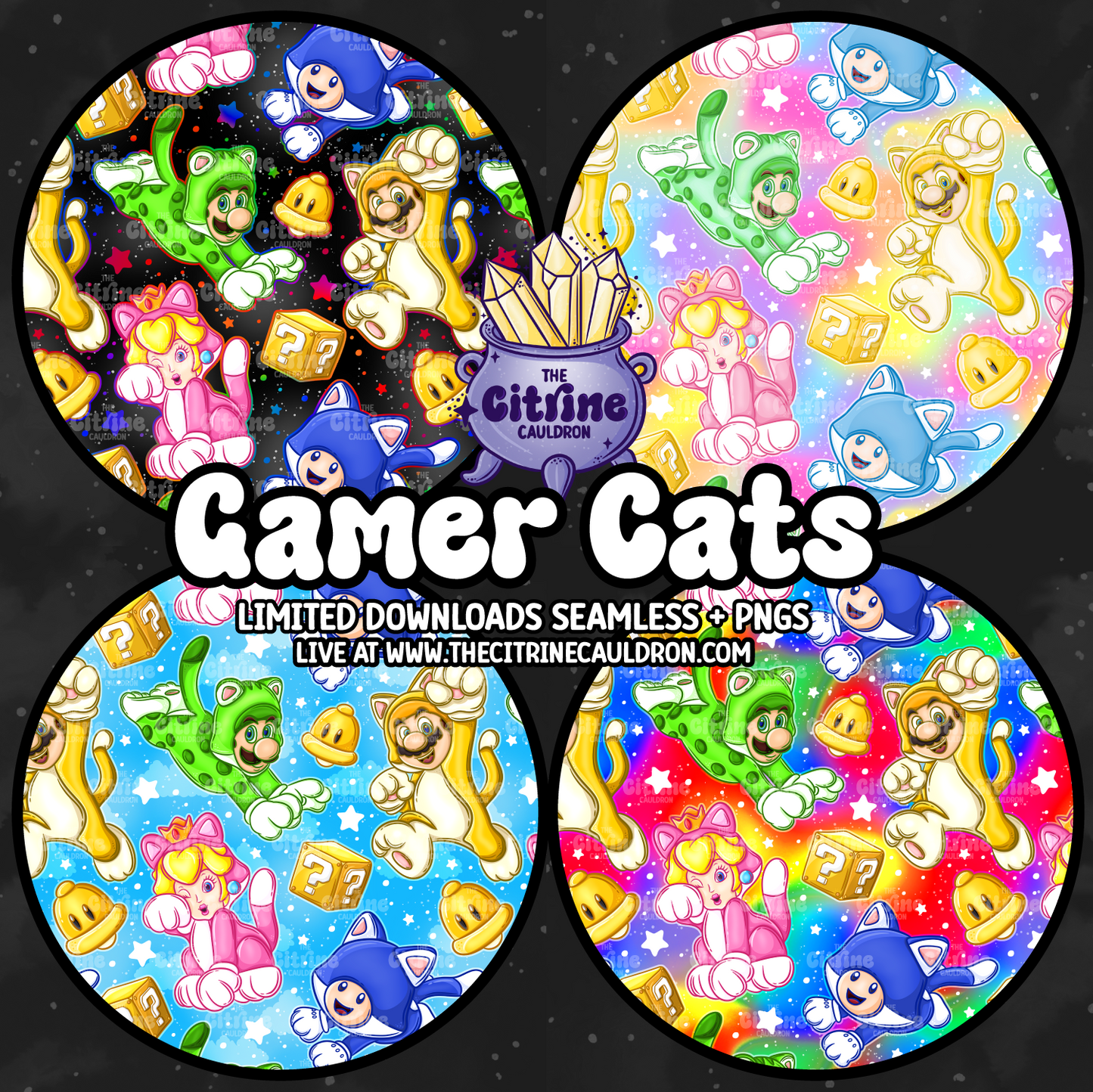 Gamer Cats - Seamless