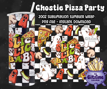 Ghostie Pizza Party - PNG Wrap for Sublimation 20oz Tumbler