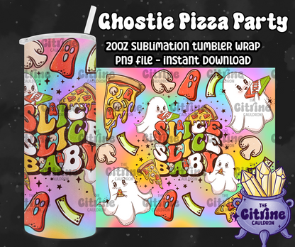 Ghostie Pizza Party - PNG Wrap for Sublimation 20oz Tumbler