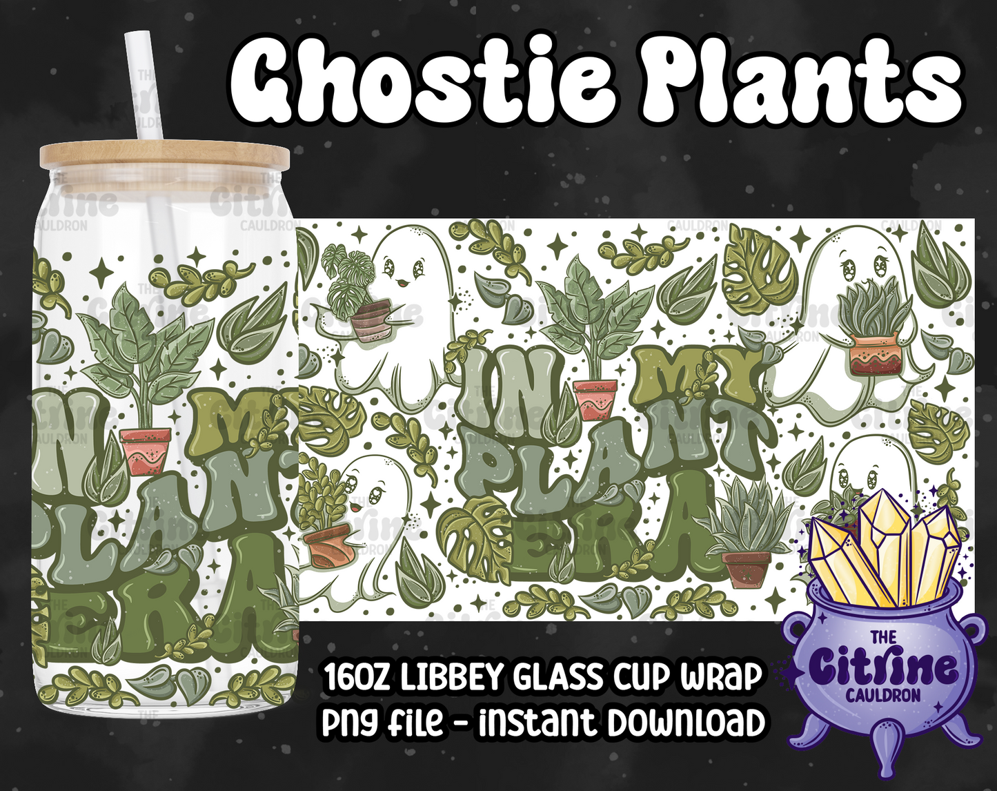 Ghostie Plants - PNG Wrap for Libbey 16oz Glass Can