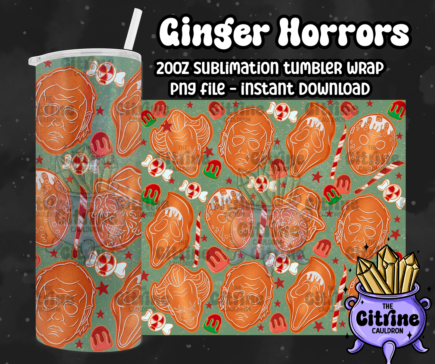 Ginger Horrors - PNG Wrap for Sublimation 20oz Tumbler