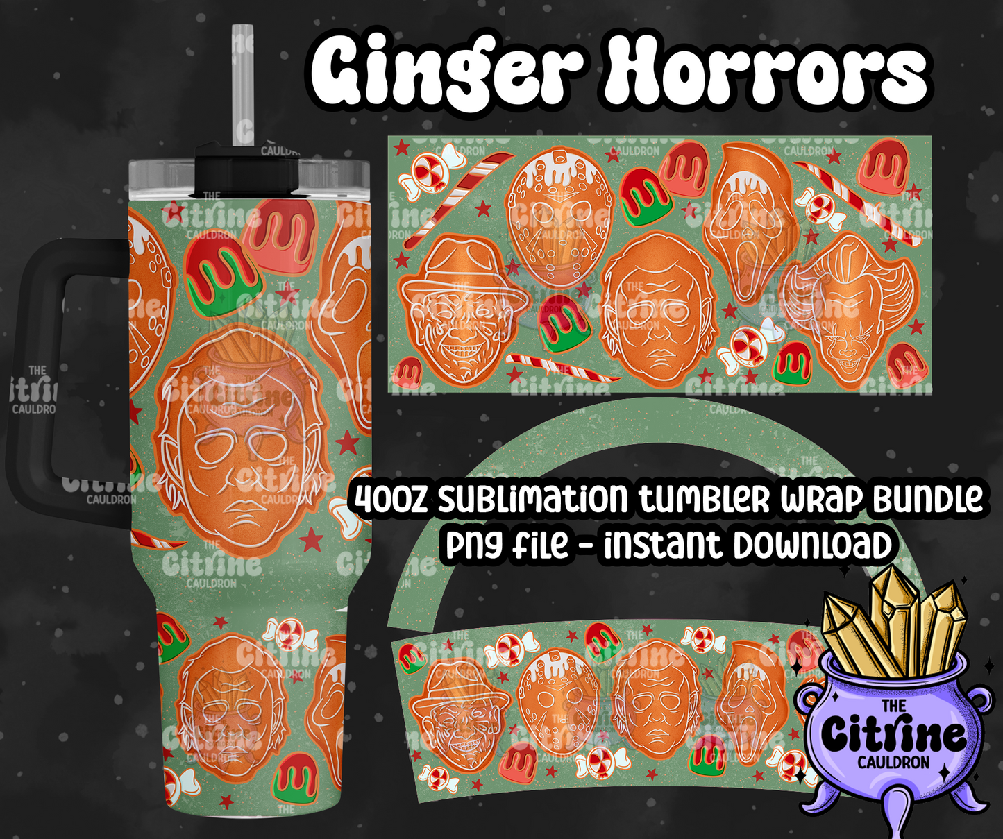 Ginger Horrors - PNG Wrap for Sublimation 40oz Tumbler