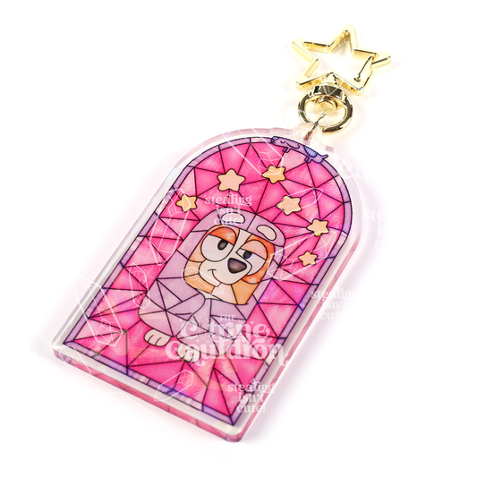 Granny Glass Orange Dog - Holographic Acrylic Keychain