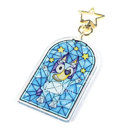 Heeler Glass Blue Dog - Holographic Acrylic Keychain