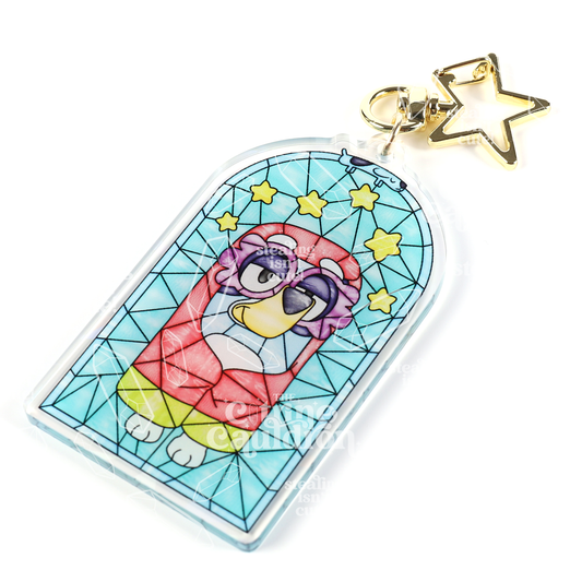 Granny Glass Blue Dog - Holographic Acrylic Keychain