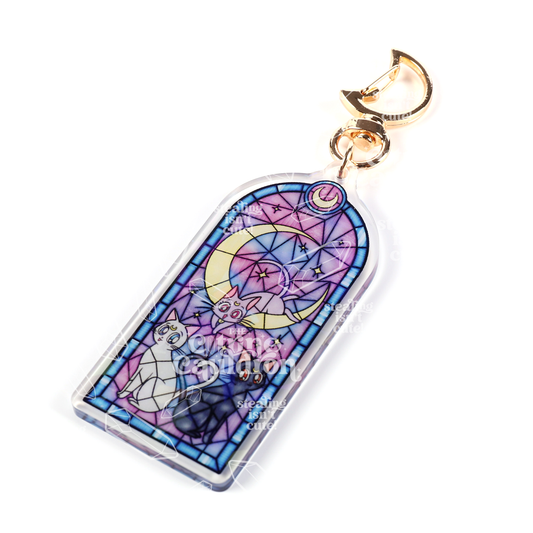 Sailor Glass Cats - Holographic Acrylic Keychain