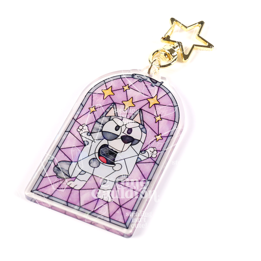 Heeler Glass Grey Dog - Holographic Acrylic Keychain