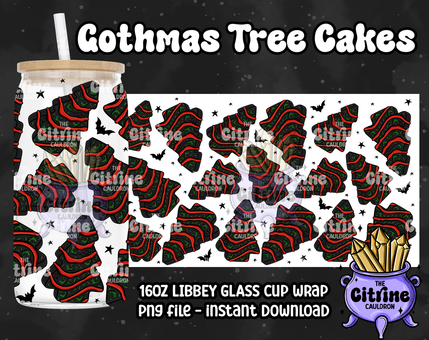 Gothmas Tree Cakes - PNG Wrap for Libbey 16oz Glass Can