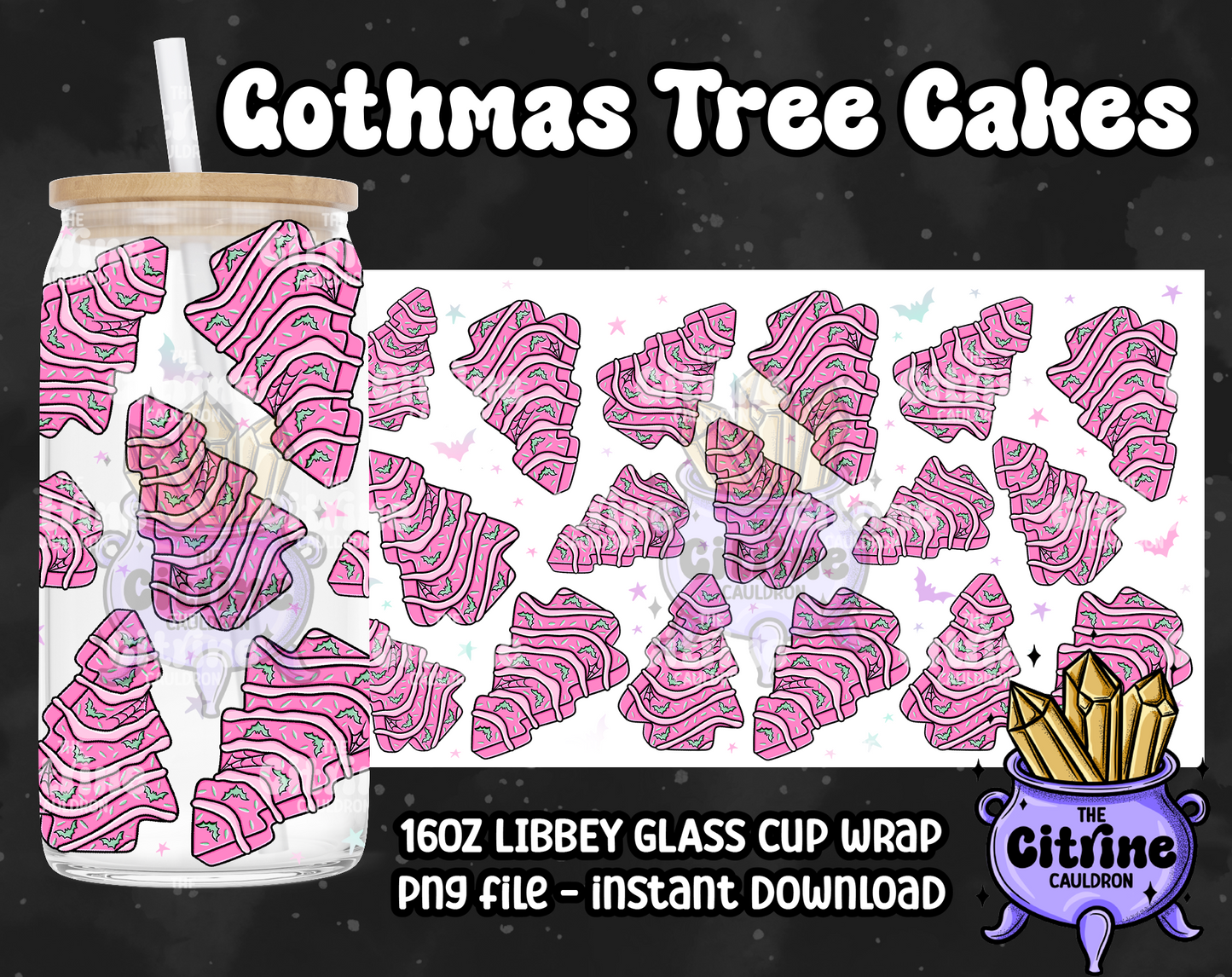 Gothmas Tree Cakes - PNG Wrap for Libbey 16oz Glass Can