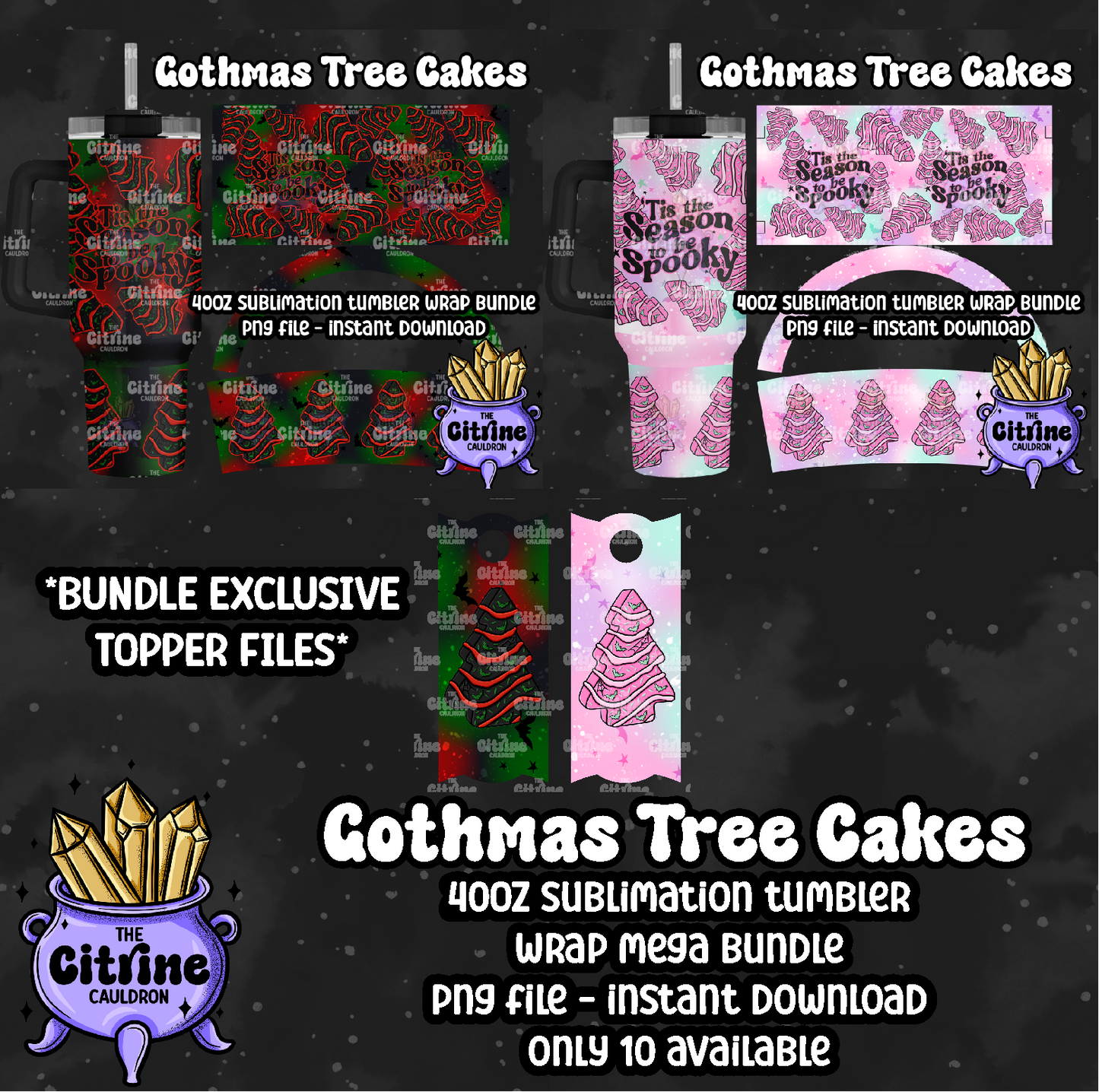 Gothmas Tree Cakes - PNG Wrap for Sublimation 40oz Tumbler