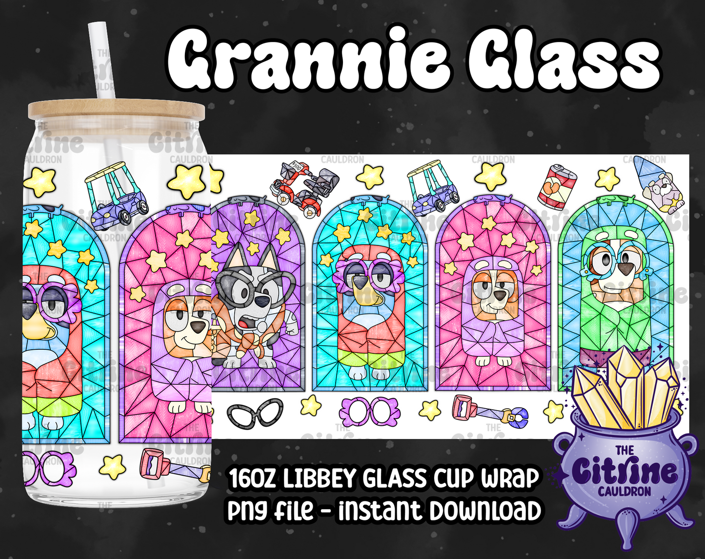 Grannie Glass - PNG Wrap for Libbey 16oz Glass Can