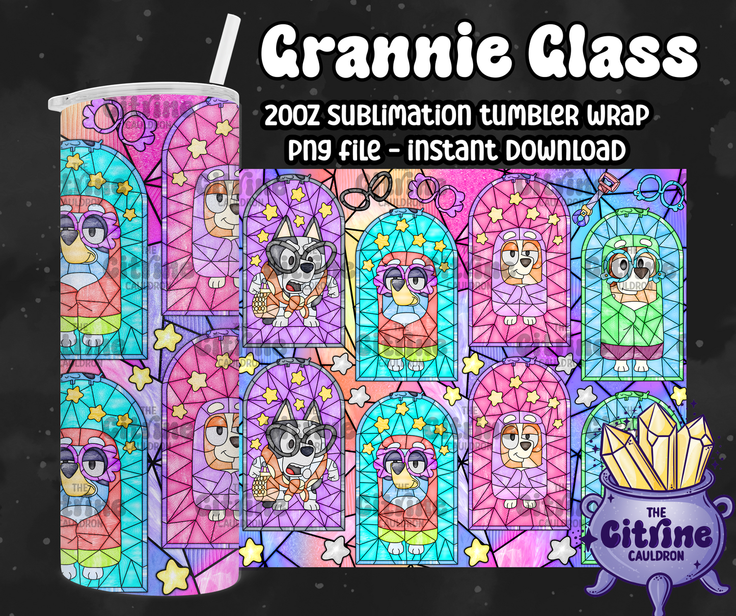 Grannie Glass - PNG Wrap for Sublimation 20oz Tumbler