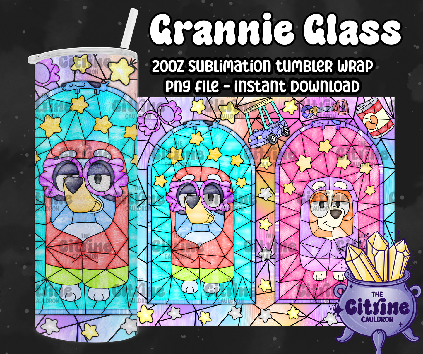 Grannie Glass - PNG Wrap for Sublimation 20oz Tumbler