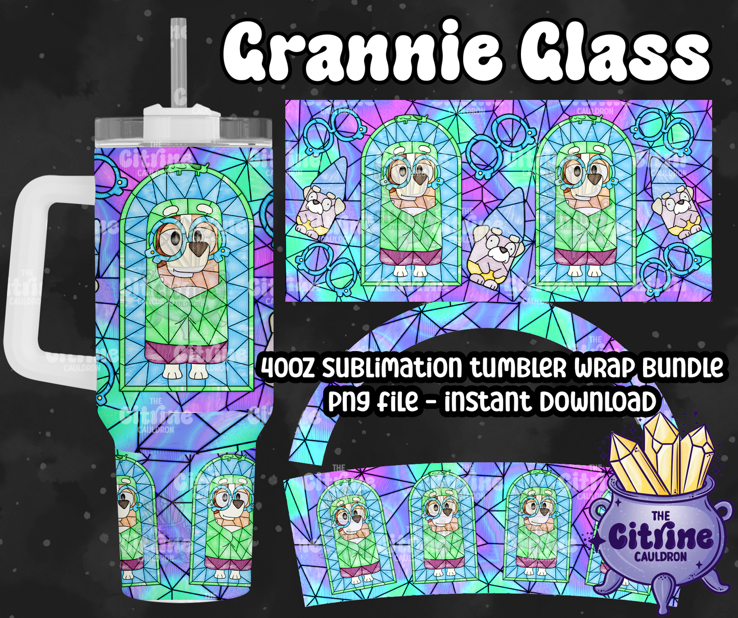 Grannie Glass - PNG Wrap for Sublimation 40oz Tumbler