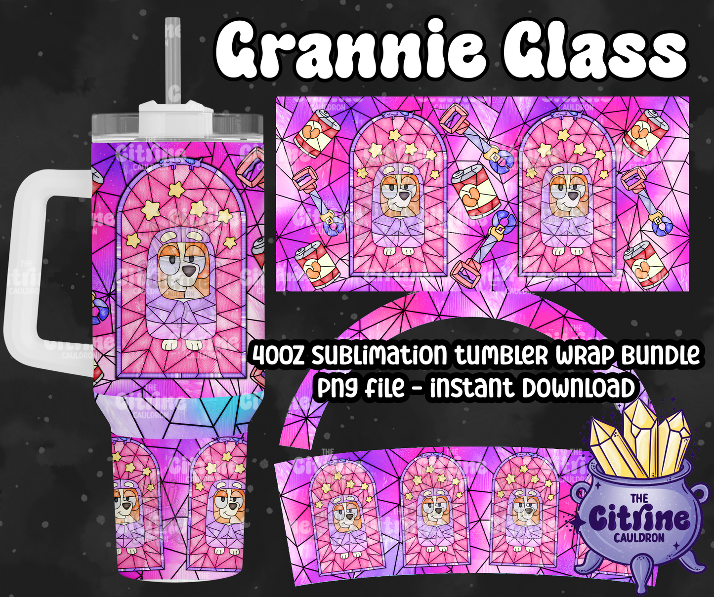 Grannie Glass - PNG Wrap for Sublimation 40oz Tumbler