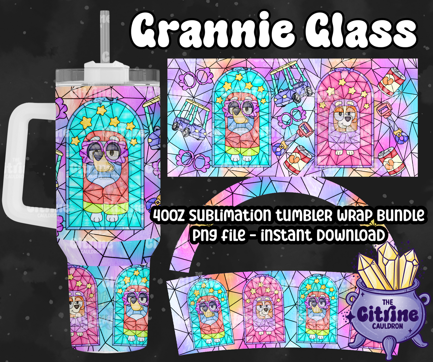 Grannie Glass - PNG Wrap for Sublimation 40oz Tumbler