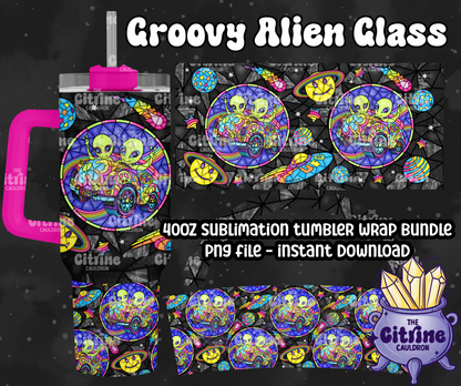 Groovy Alien Glass - PNG Wrap for Sublimation 40oz Tumbler