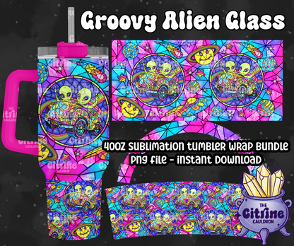 Groovy Alien Glass - PNG Wrap for Sublimation 40oz Tumbler