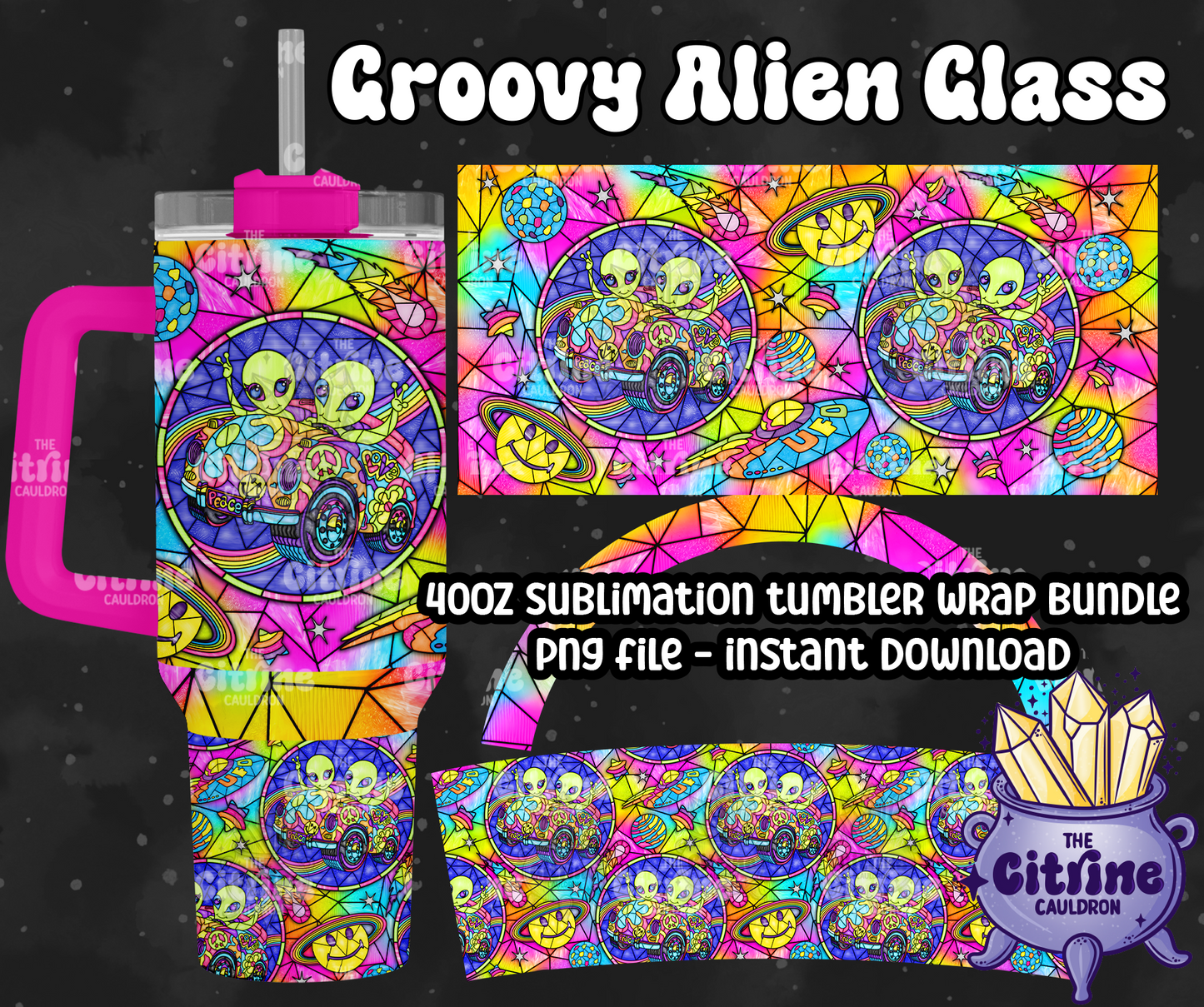 Groovy Alien Glass - PNG Wrap for Sublimation 40oz Tumbler