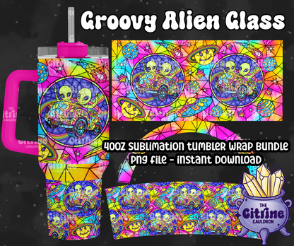 Groovy Alien Glass - PNG Wrap for Sublimation 40oz Tumbler