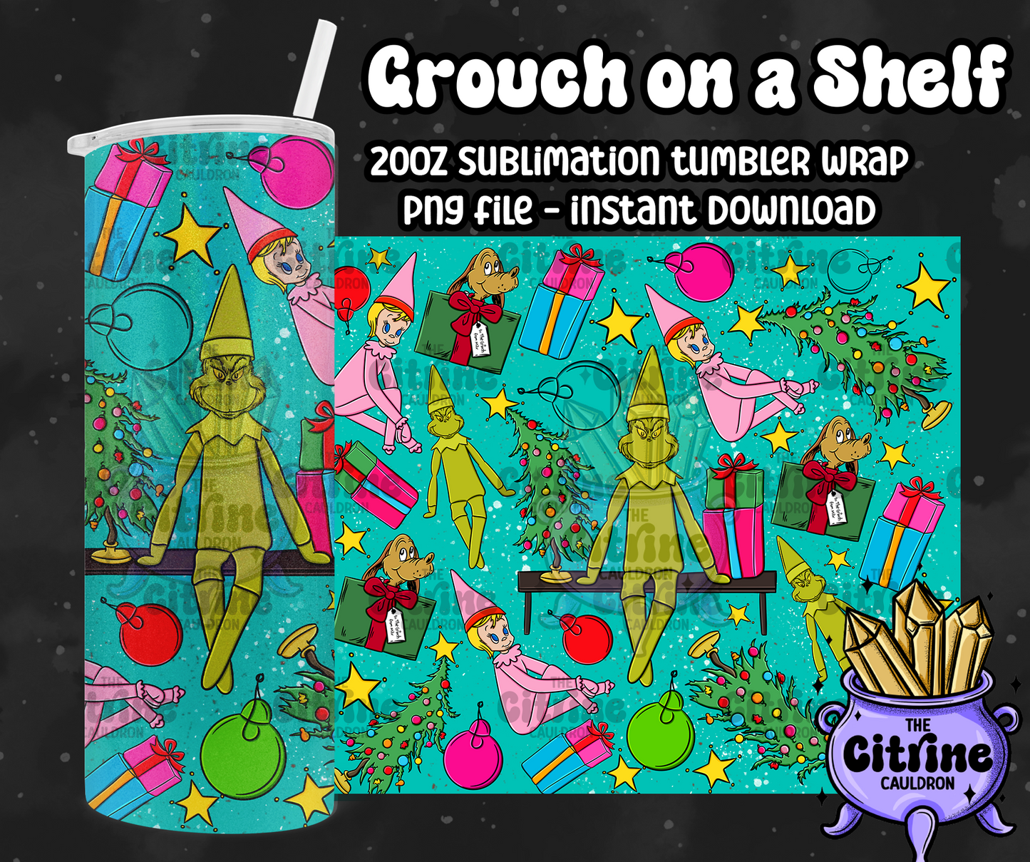 Grouch on a Shelf - PNG Wrap for Sublimation 20oz Tumbler