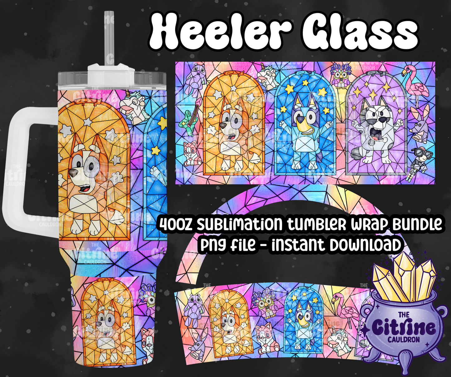 Heeler Glass - PNG Wrap for Sublimation 40oz Tumbler