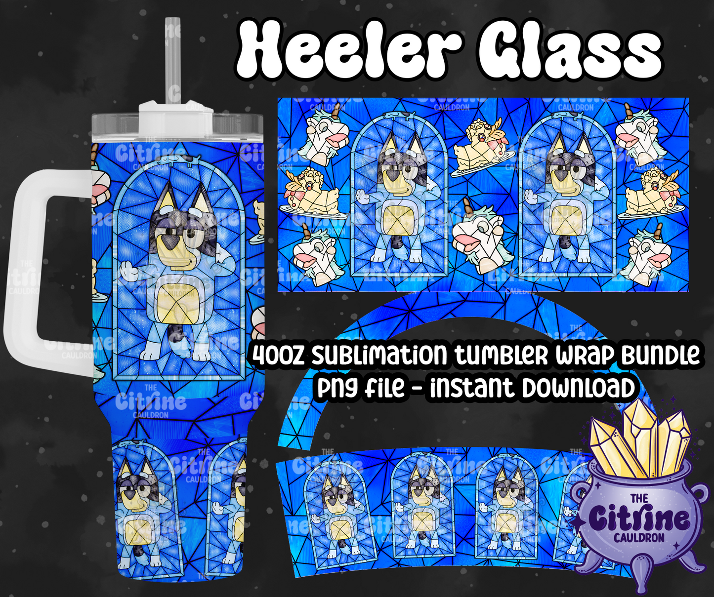 Heeler Glass - PNG Wrap for Sublimation 40oz Tumbler