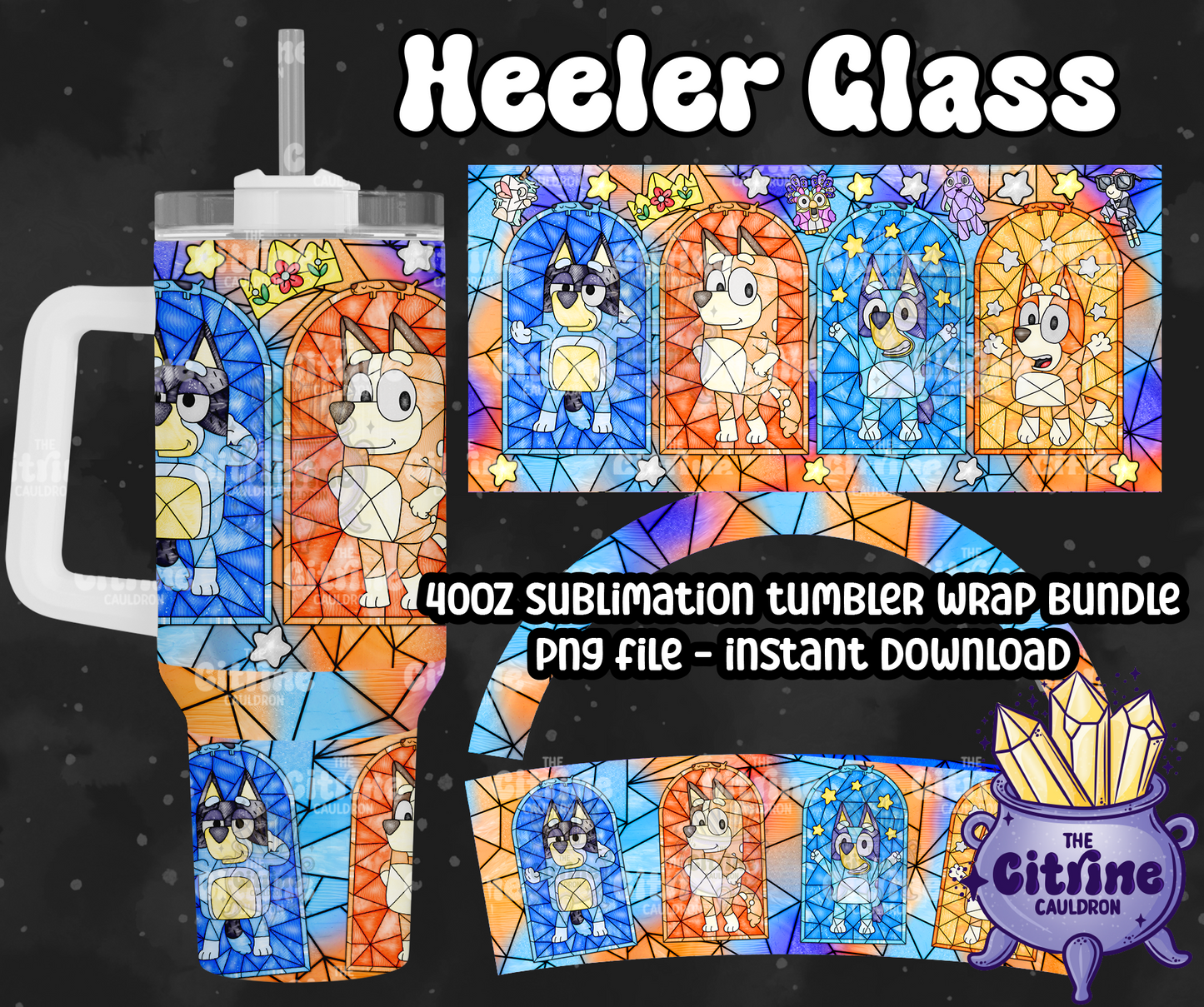 Heeler Glass - PNG Wrap for Sublimation 40oz Tumbler