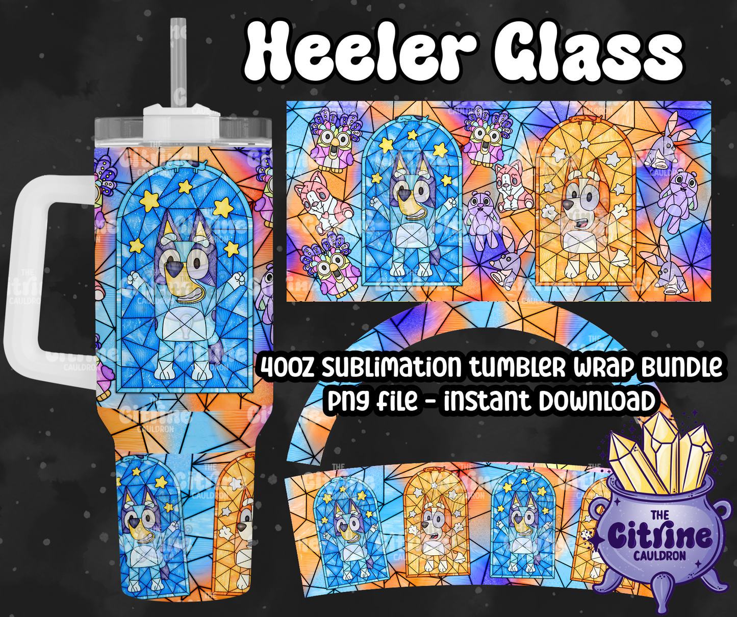 Heeler Glass - PNG Wrap for Sublimation 40oz Tumbler