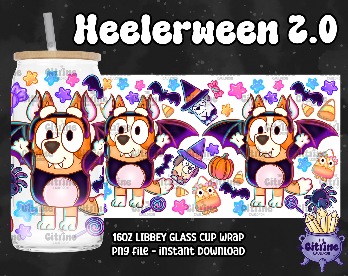 Heelerween 2.0 - PNG Wrap for Libbey 16oz Glass Can