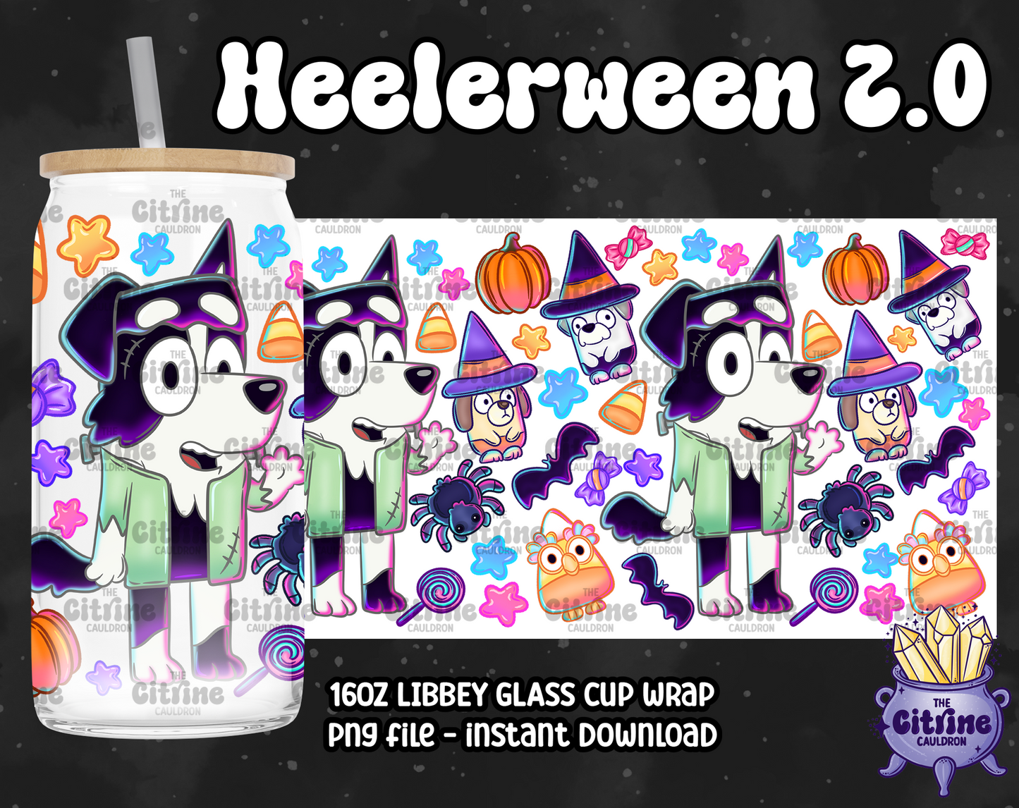 Heelerween 2.0 - PNG Wrap for Libbey 16oz Glass Can