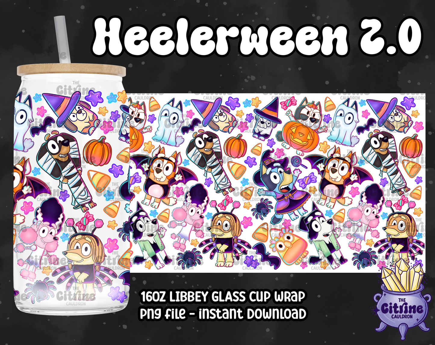 Heelerween 2.0 - PNG Wrap for Libbey 16oz Glass Can