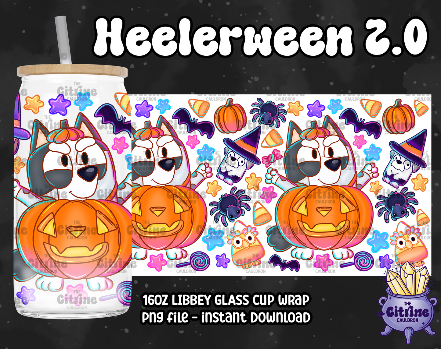 Heelerween 2.0 - PNG Wrap for Libbey 16oz Glass Can