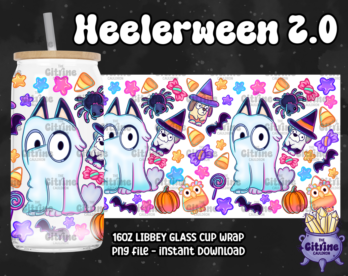 Heelerween 2.0 - PNG Wrap for Libbey 16oz Glass Can