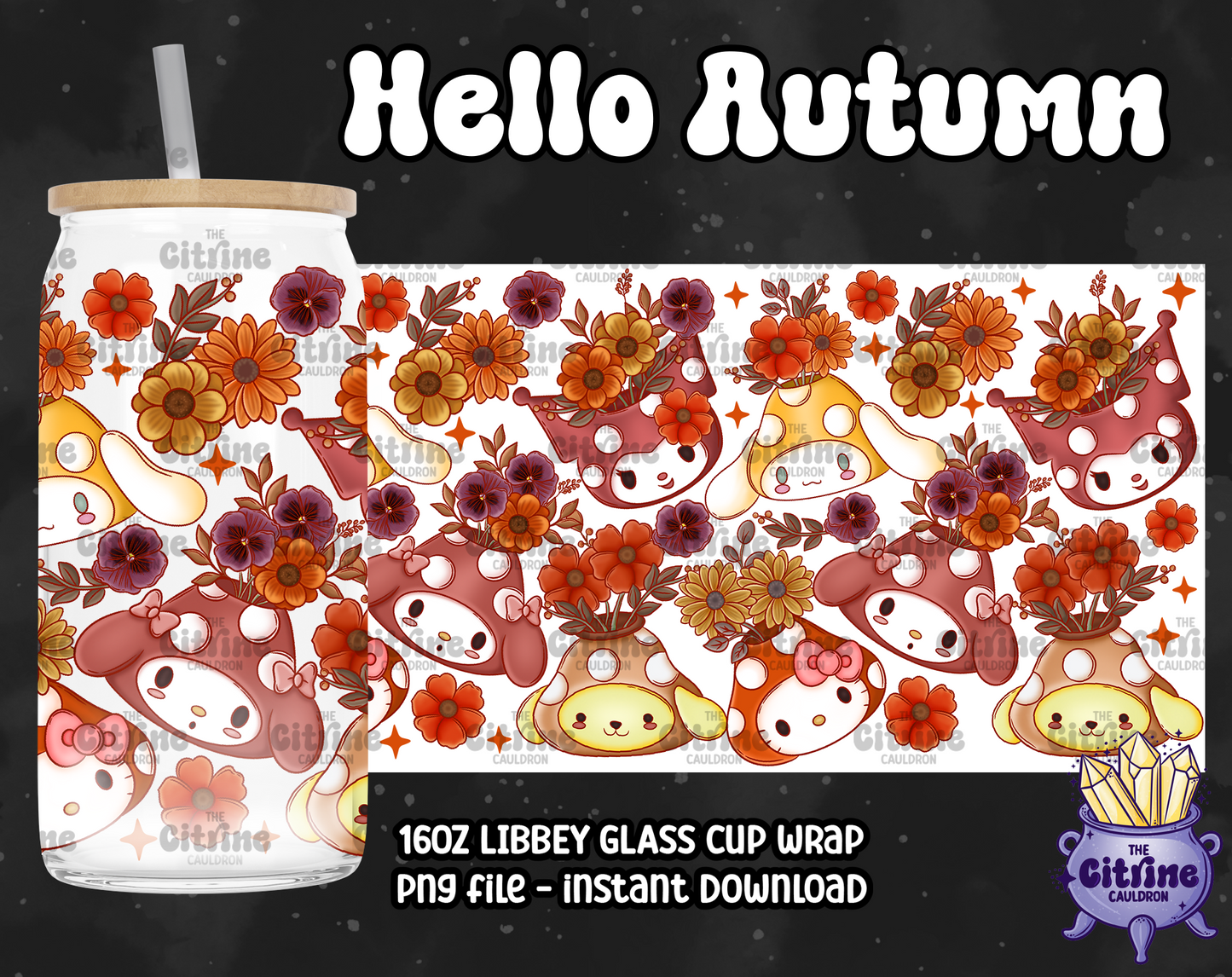 Hello Autumn - PNG Wrap for Libbey 16oz Glass Can