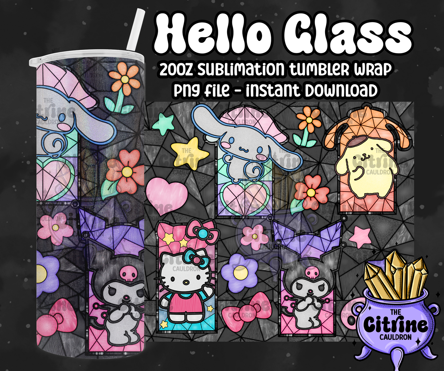 Hello Glass - PNG Wrap for Sublimation 20oz Tumbler