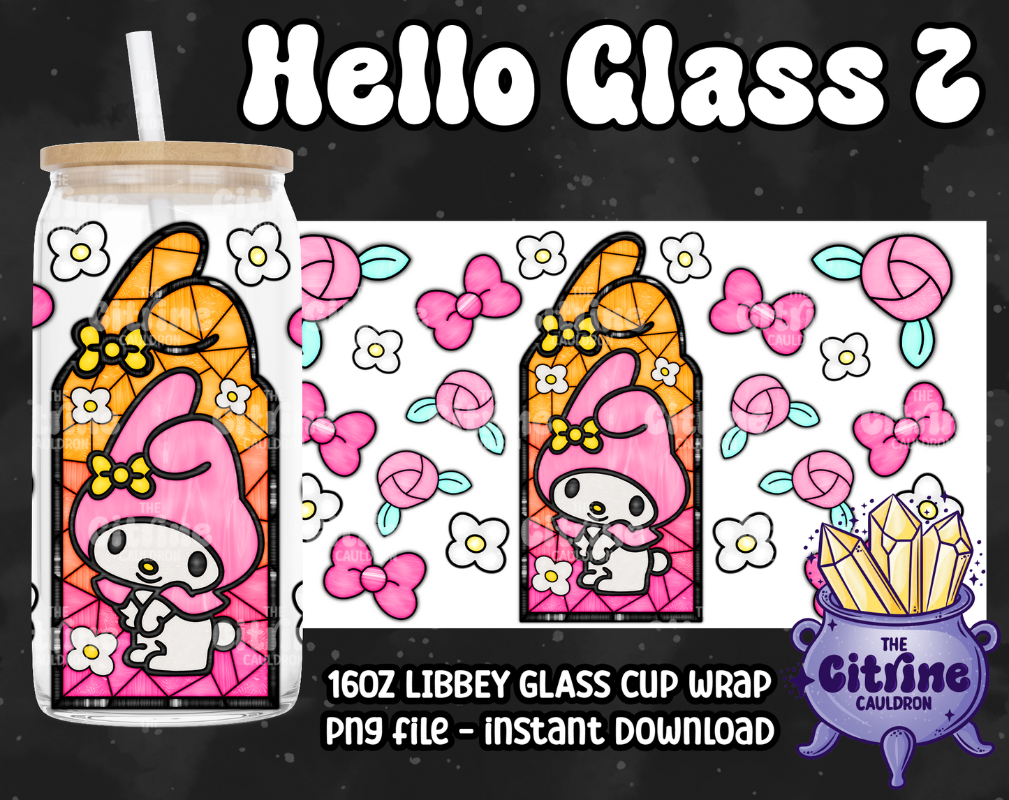 Hello Glass 2 - PNG Wrap for Libbey 16oz Glass Can