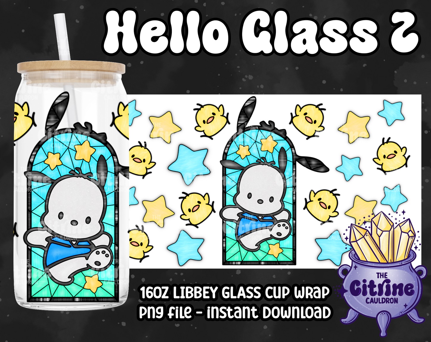 Hello Glass 2 - PNG Wrap for Libbey 16oz Glass Can