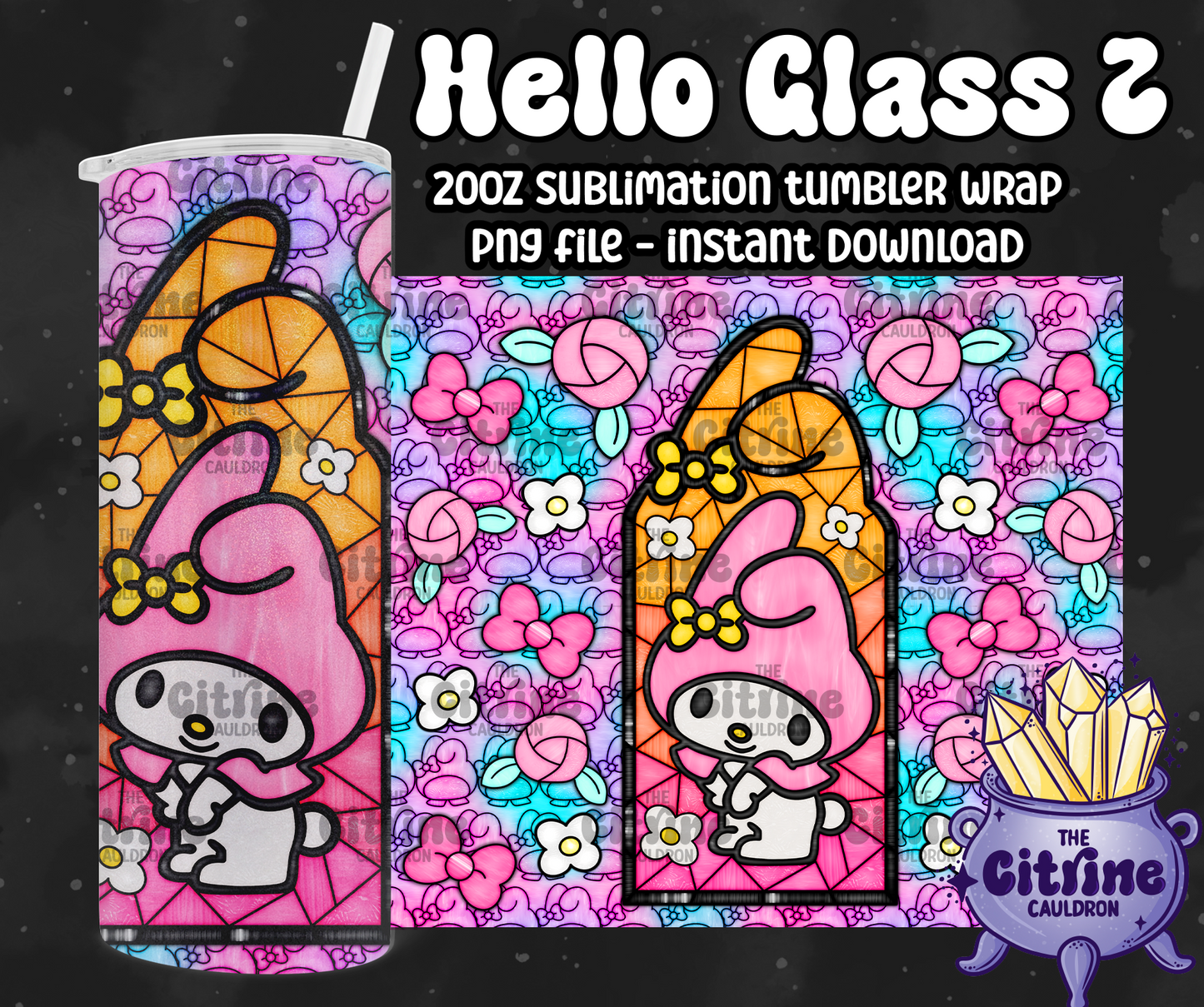 Hello Glass 2 - PNG Wrap for Sublimation 20oz Tumbler
