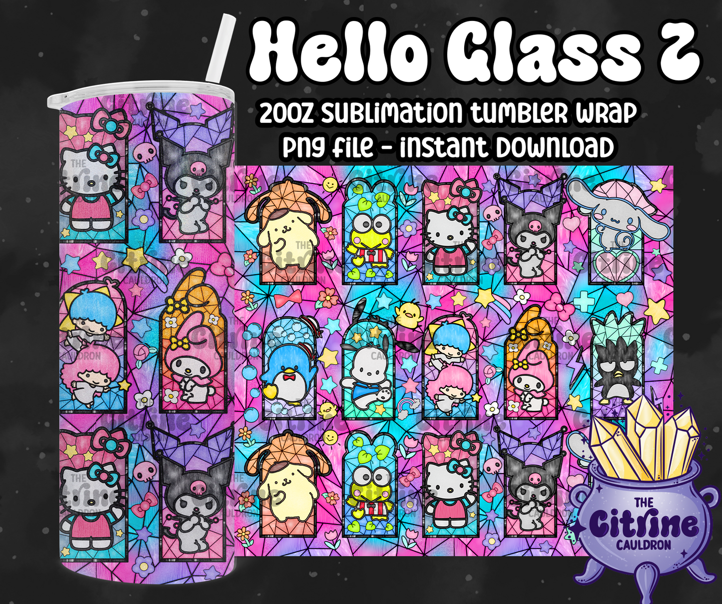 Hello Glass 2 - PNG Wrap for Sublimation 20oz Tumbler
