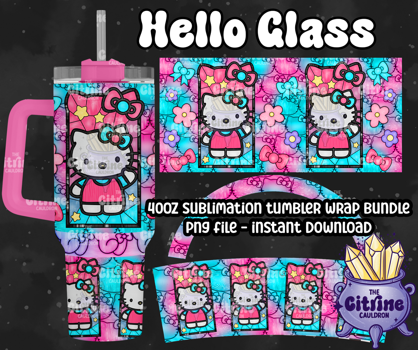 Hello Glass Colorful - PNG Wrap for Sublimation 40oz Tumbler